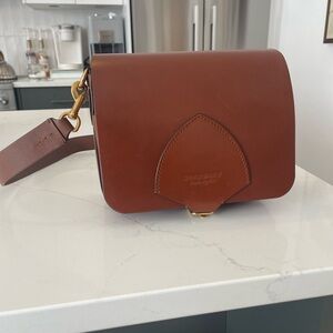 Burberry Brown Leather Crossbody Bag with Flap Closure